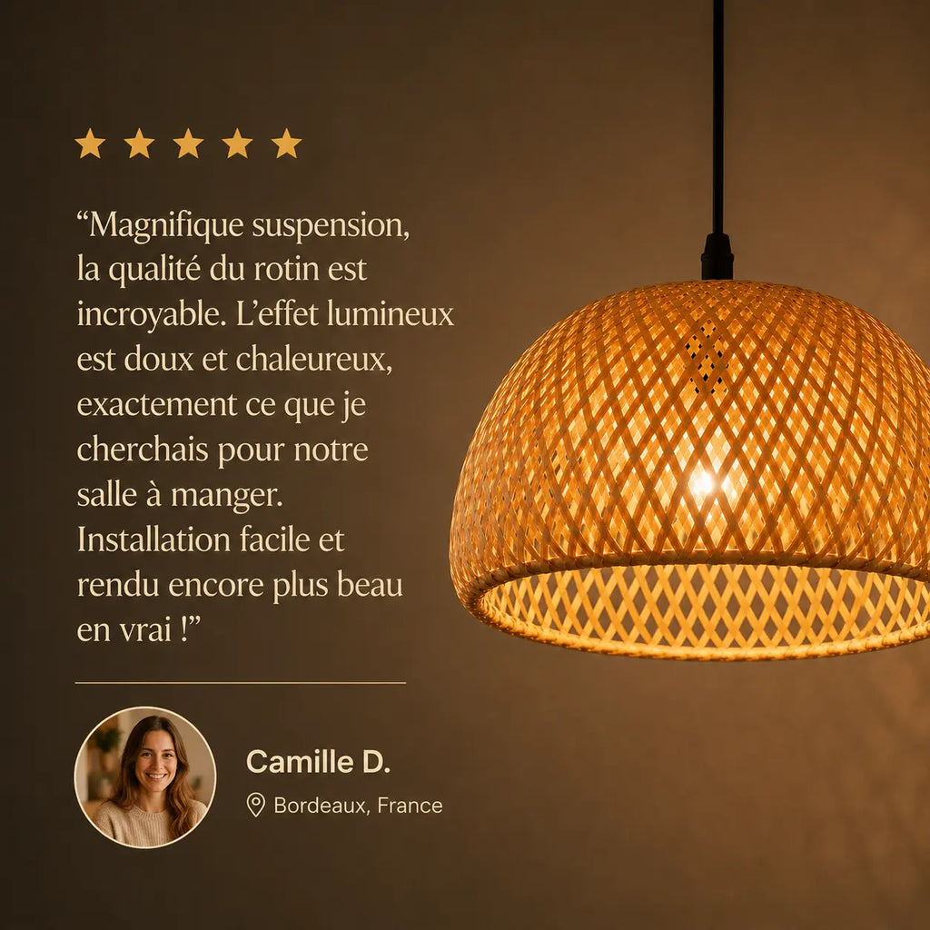 Abat Jour En Rotin Naturel Led