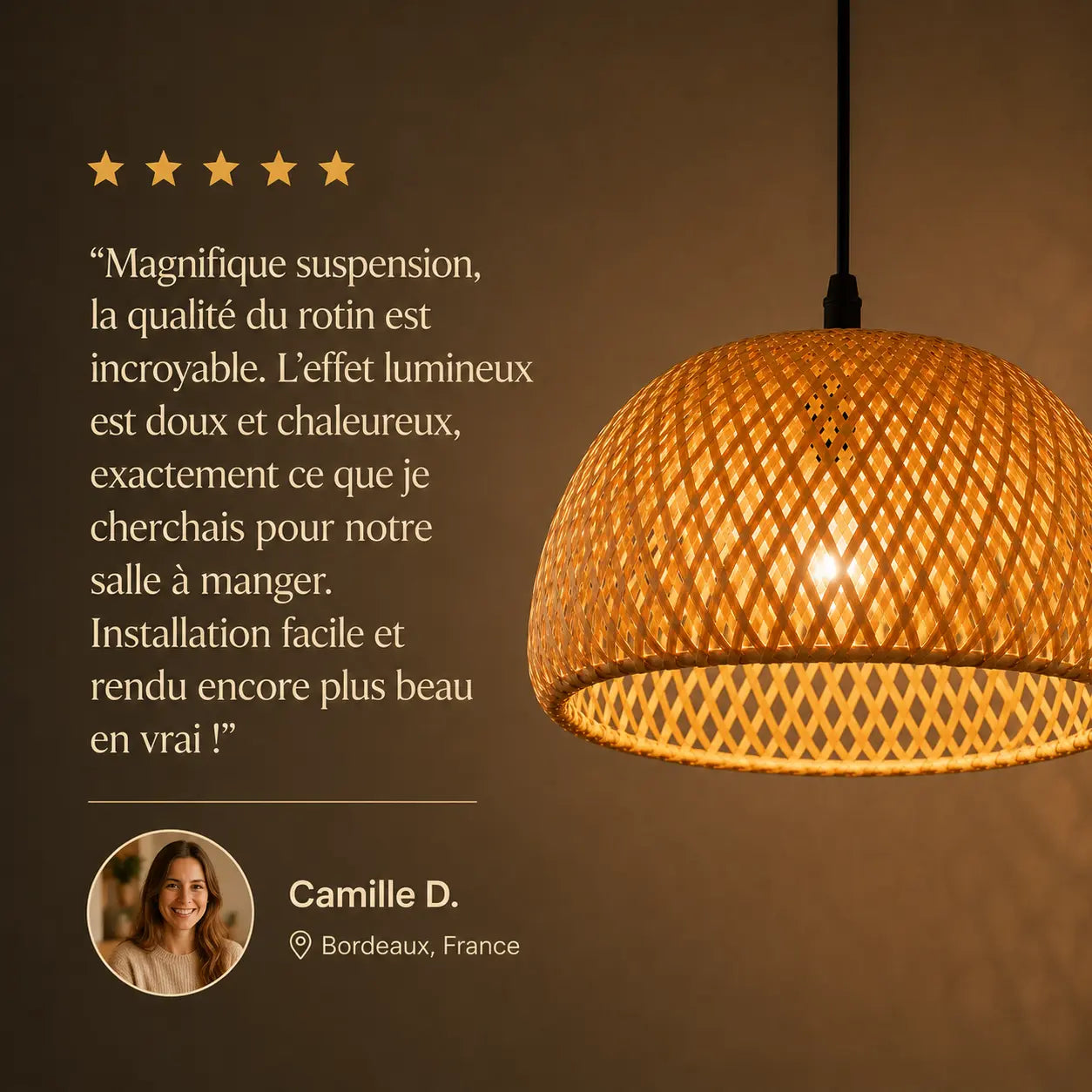 Abat Jour En Rotin Naturel Led