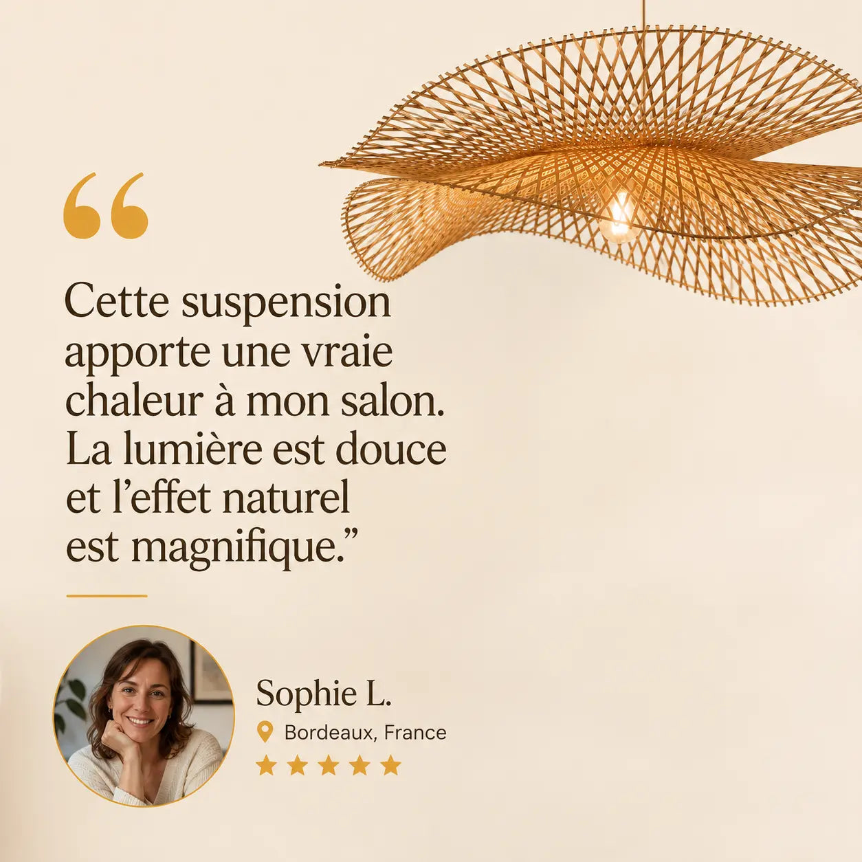 Suspension Rotin LED Art Créatif