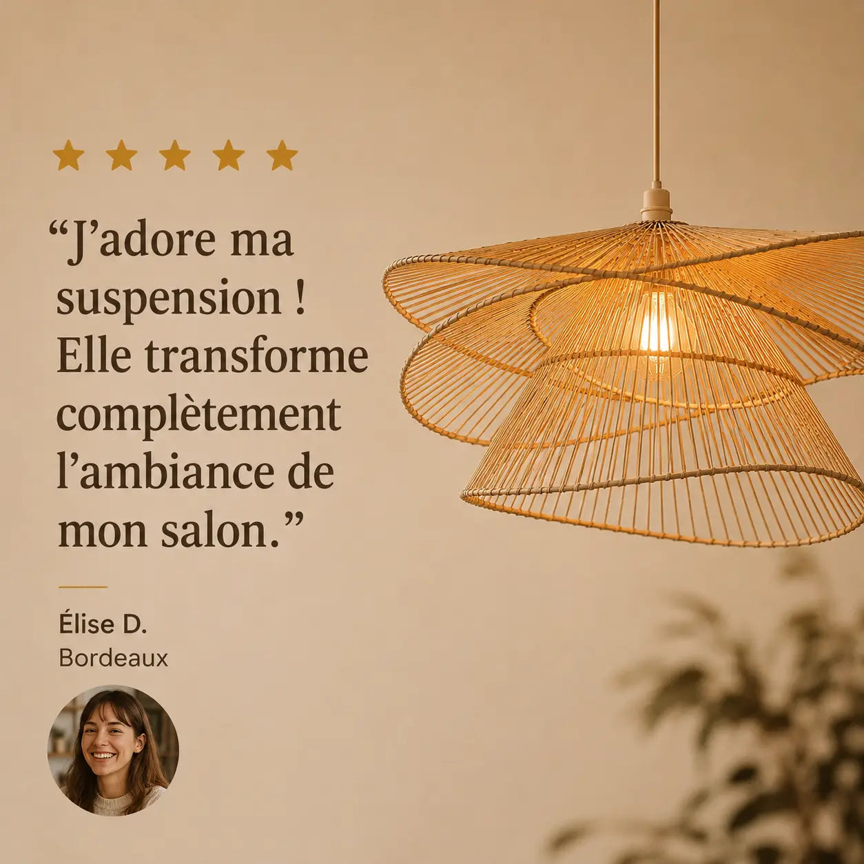 Lustre En Rotin Tissé Créatif Moderne