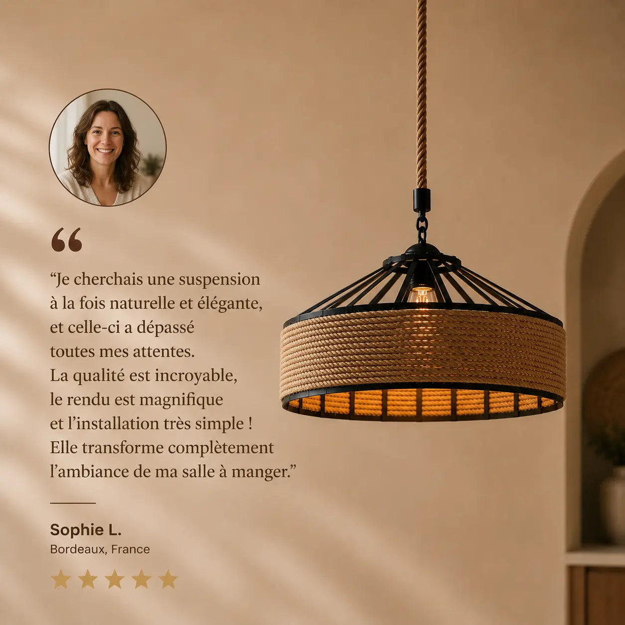 Plafonnier Rotin Style Industriel