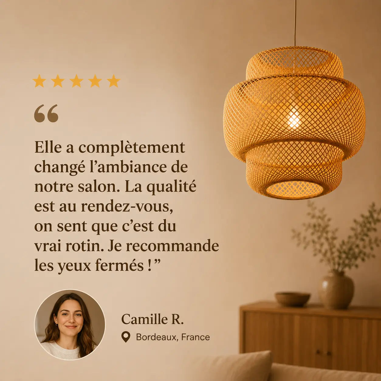 Lustre Suspendu Rotin Style Chinois