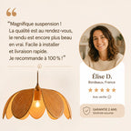 Suspension Rotin Naturel Pétales LED