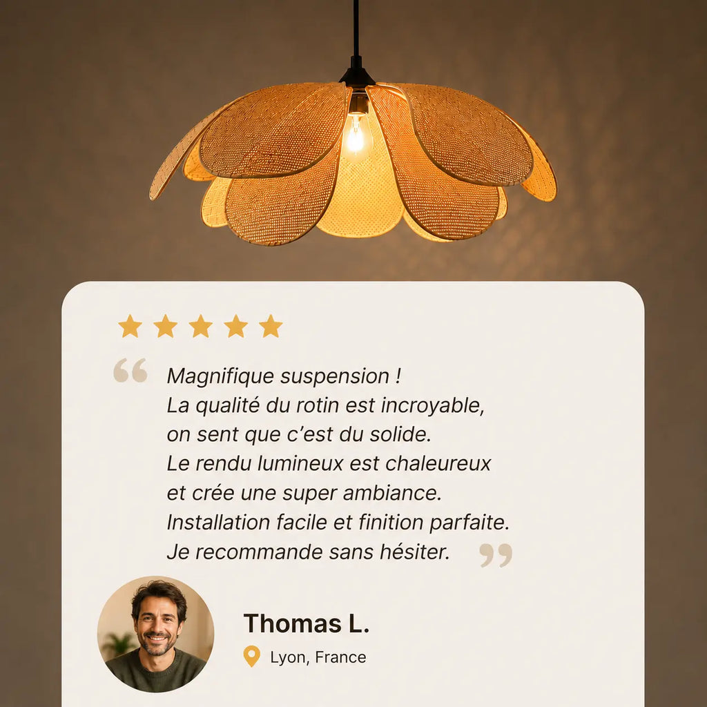 Suspension Rotin Tissé En Pétale