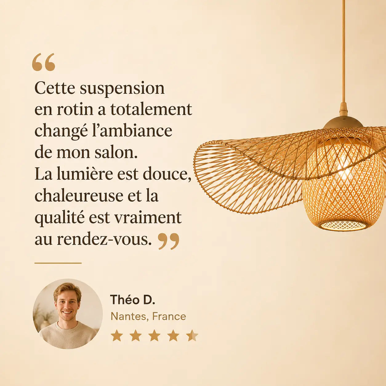 Suspension Rotin Style Vintage
