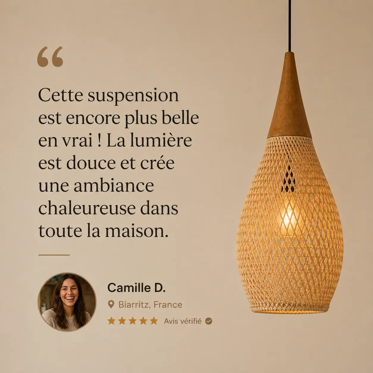 Suspension Rotin Luminaire Lustre