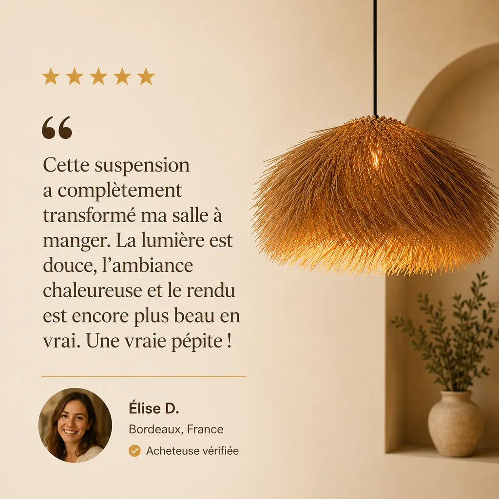 Plafonnier en Rotin Suspendu Vintage