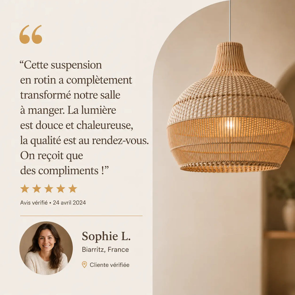 Suspension Luminaire En Rotin Vintage