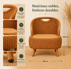 Fauteuil En Rotin Naturel Tressé Japonais Marron