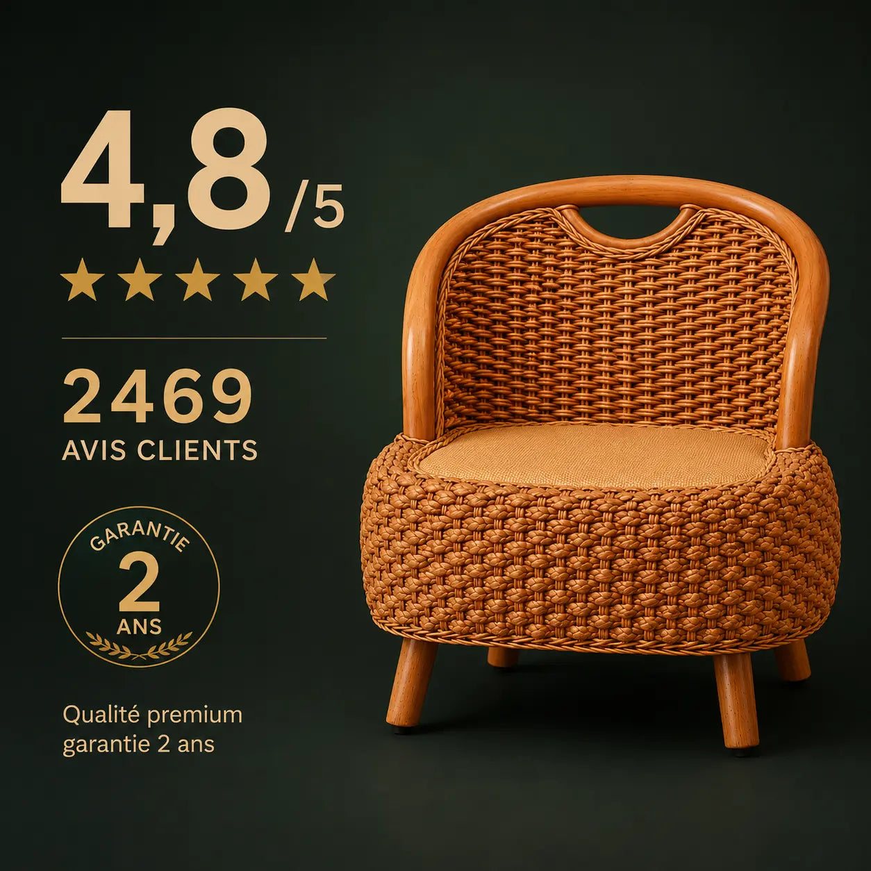 Fauteuil En Rotin Naturel Tressé Japonais Marron