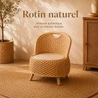 Fauteuil En Rotin Naturel Tressé Japonais Beige