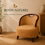 Fauteuil En Rotin Naturel Tressé Japonais Marron/Beige