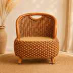 Fauteuil En Rotin Naturel Tressé Japonais Marron