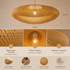 Lustre Rotin Vintage Style Rétro Chinois