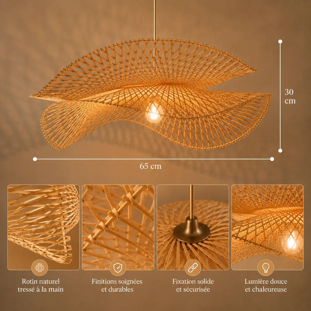Suspension Rotin LED Art Créatif