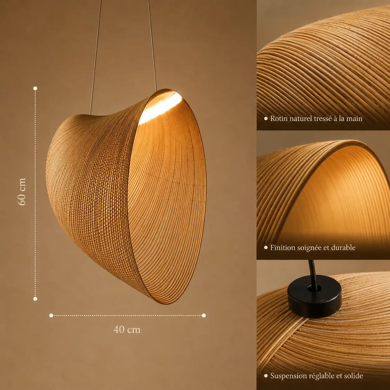 Suspension Rotin Led Design
