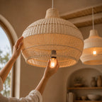 Suspension Luminaire En Rotin Vintage