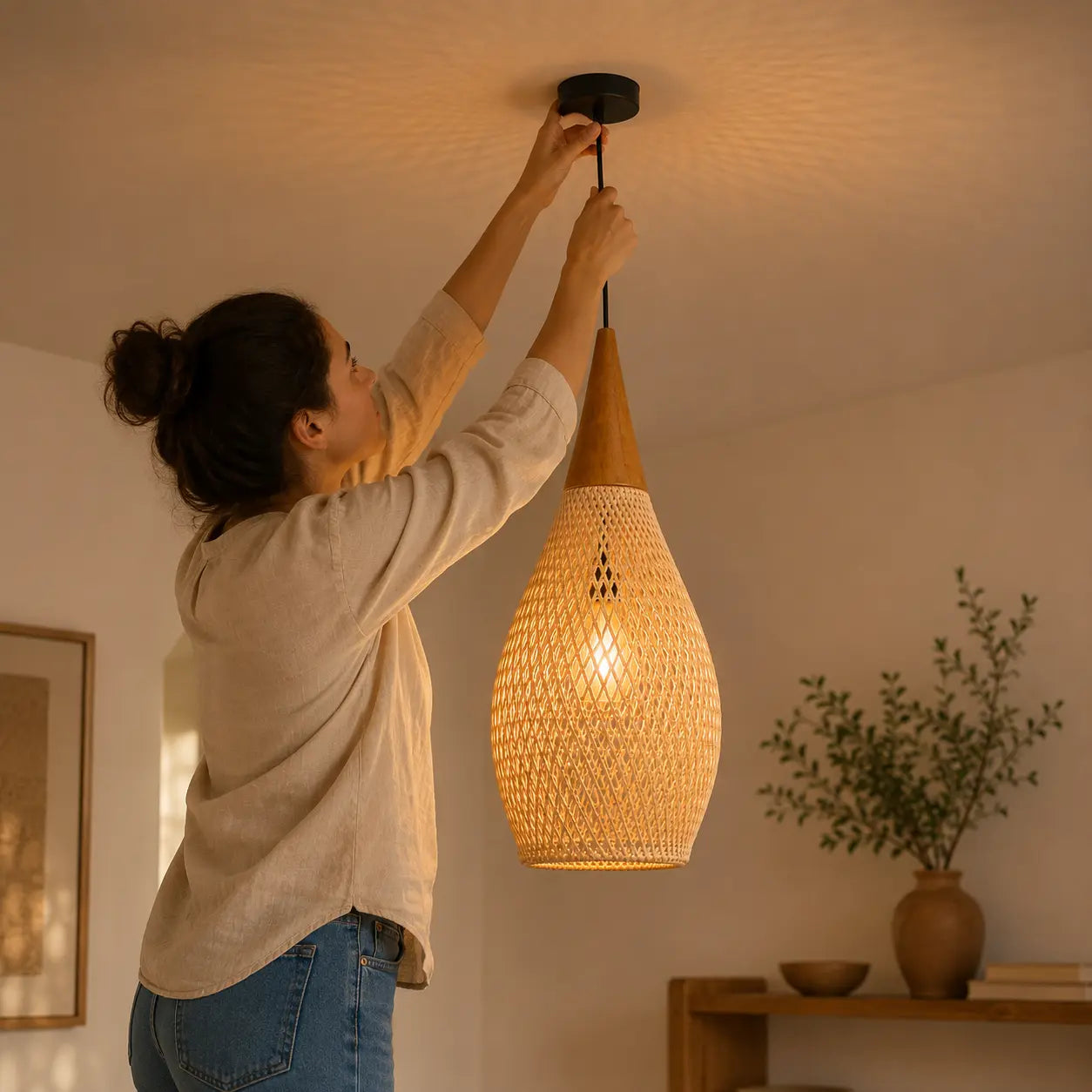 Suspension Rotin Luminaire Lustre