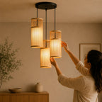 Triples Lustres En Rotin Cylindrique