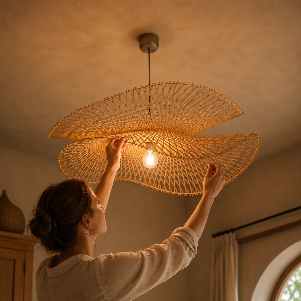 Suspension Rotin LED Art Créatif