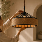 Plafonnier Rotin Style Industriel