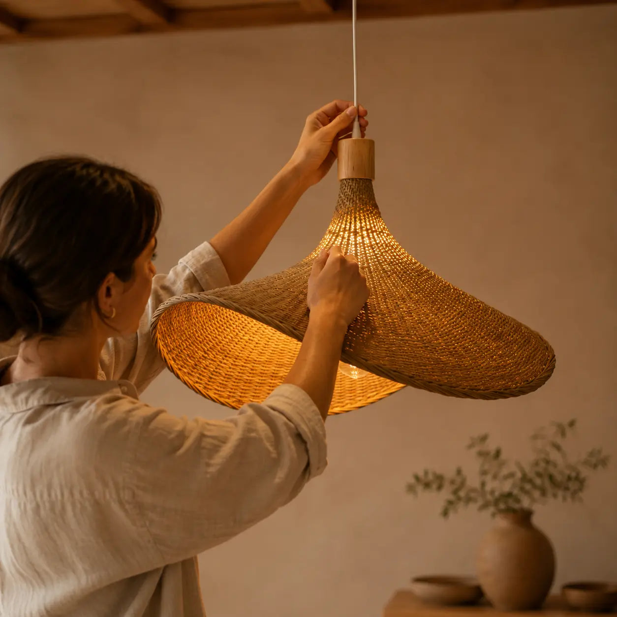 Abat Jour En Rotin Tressé Design