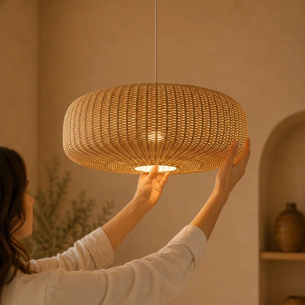 Suspension En Rotin Style Japonais