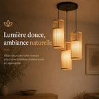 Triples Lustres En Rotin Cylindrique
