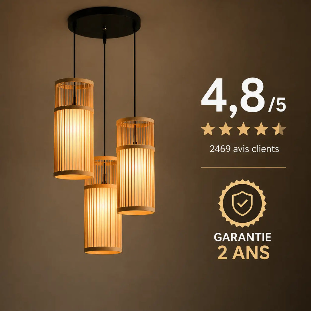 Triples Lustres En Rotin Cylindrique
