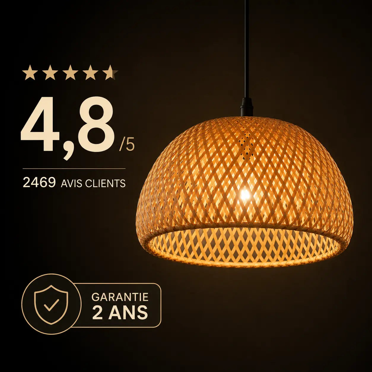Abat Jour En Rotin Naturel Led