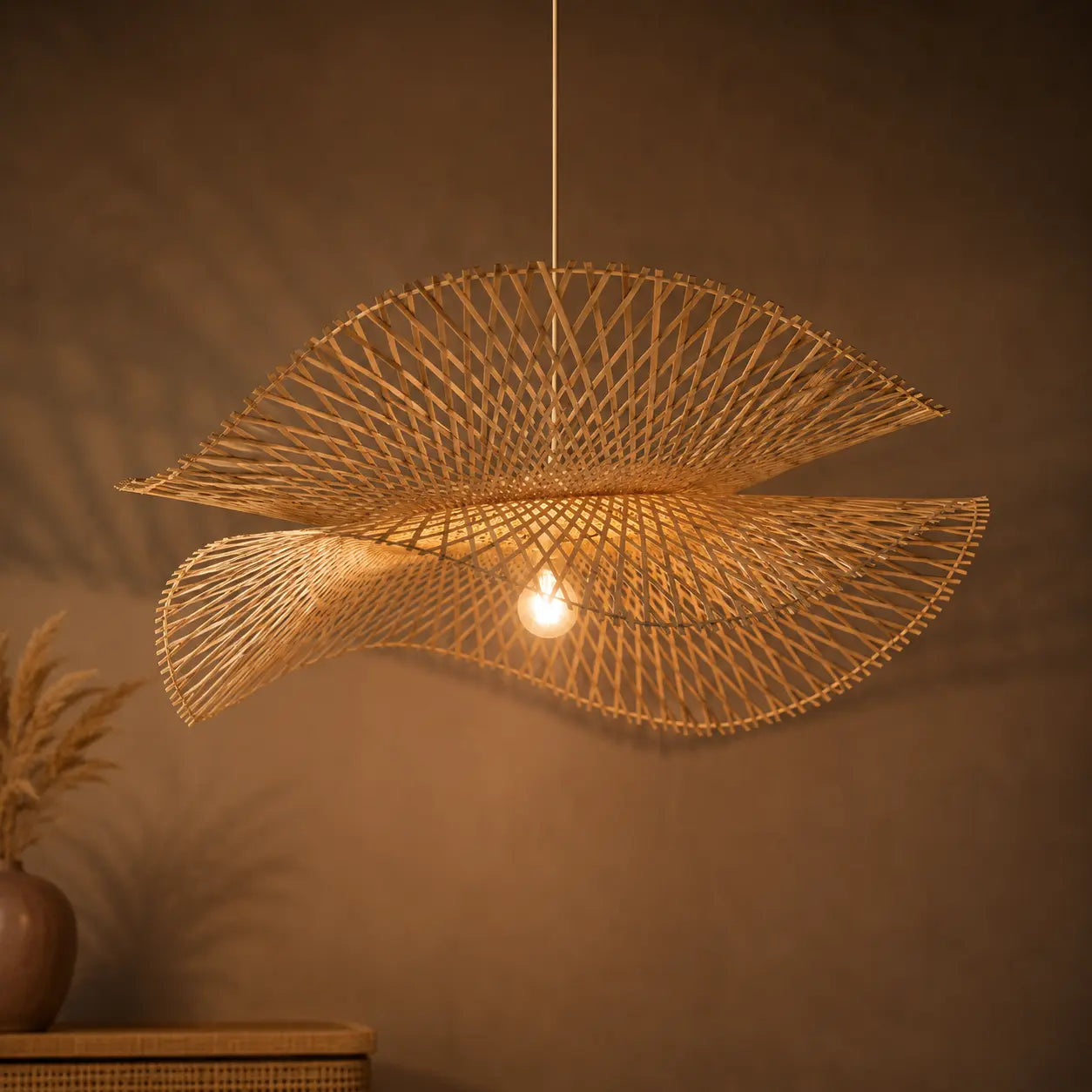 Suspension Rotin LED Art Créatif
