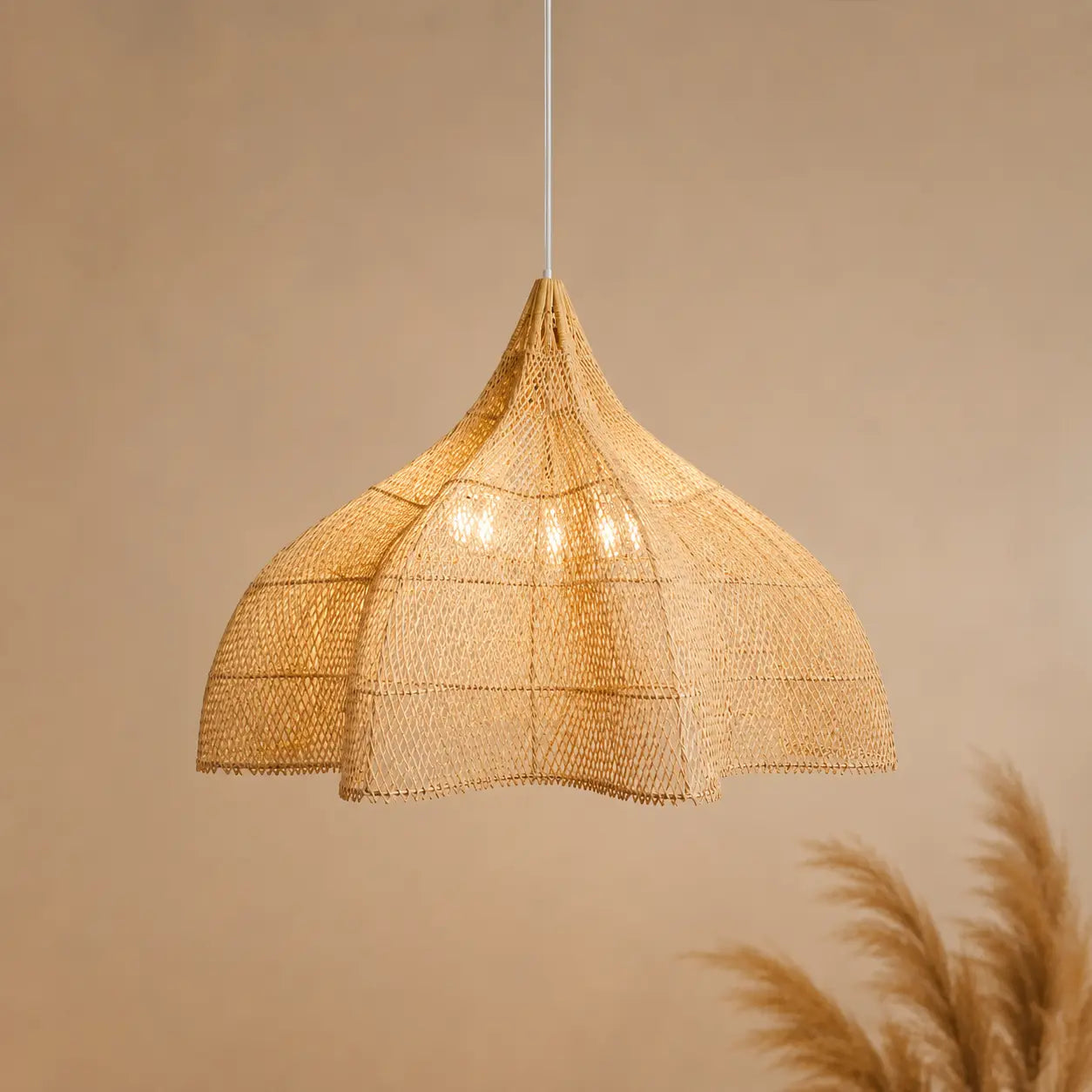 Lustre en Rotin Créatif Style Japonais