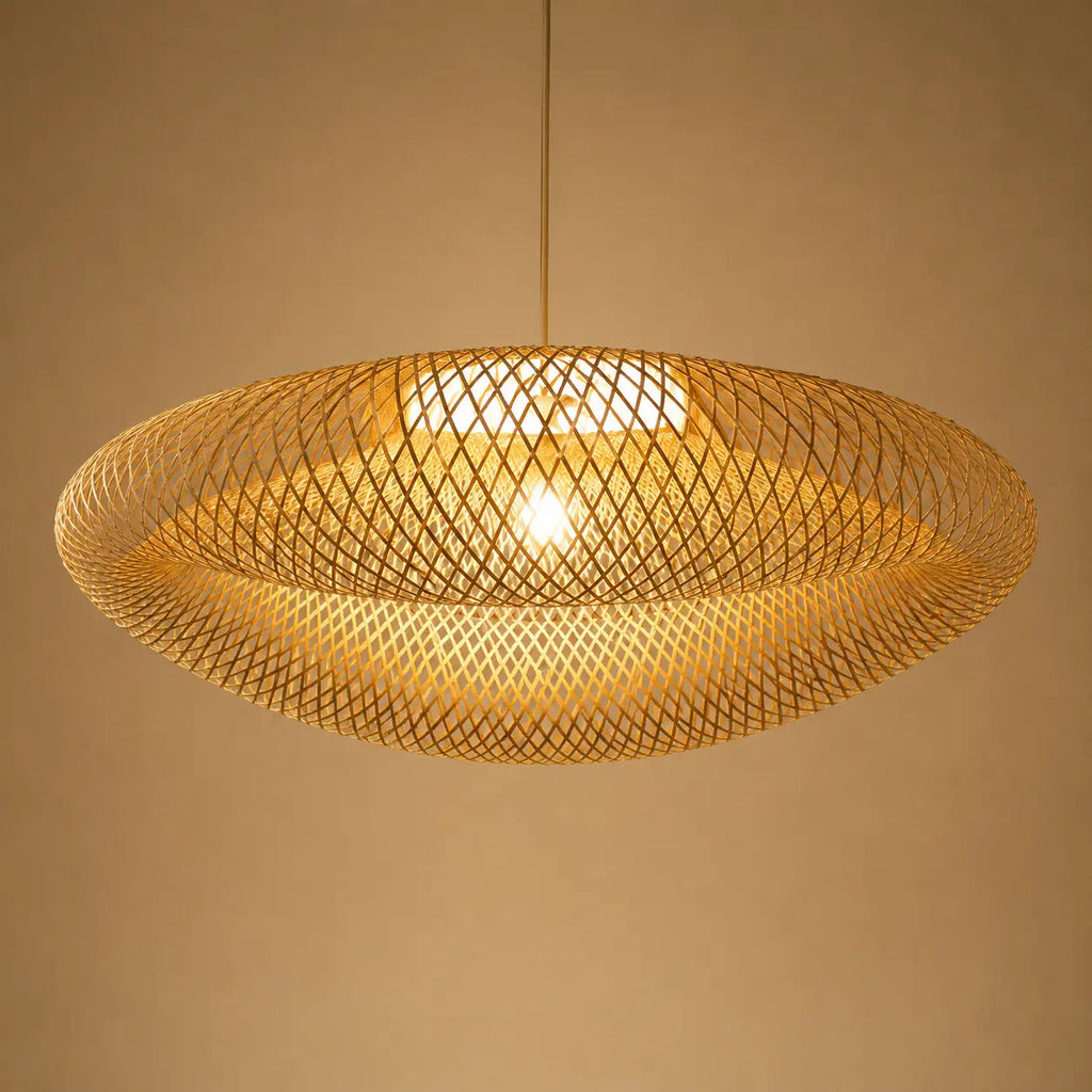 Lustre Rotin Vintage Style Rétro Chinois