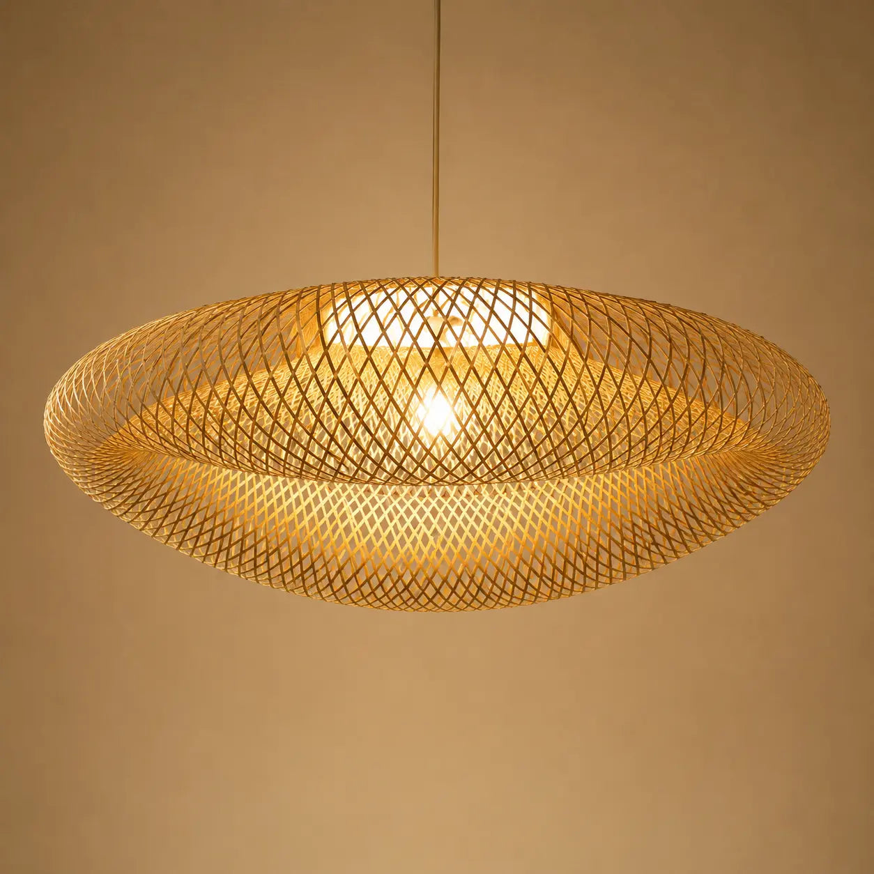 Lustre Rotin Vintage Style Rétro Chinois