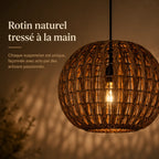 Suspension Rotin Rond Rustique
