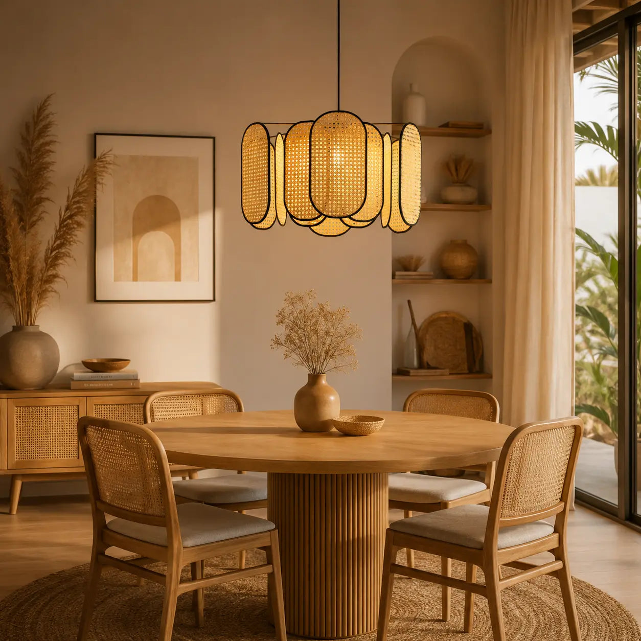 Lustre En Rotin De Plafond Style Chinois