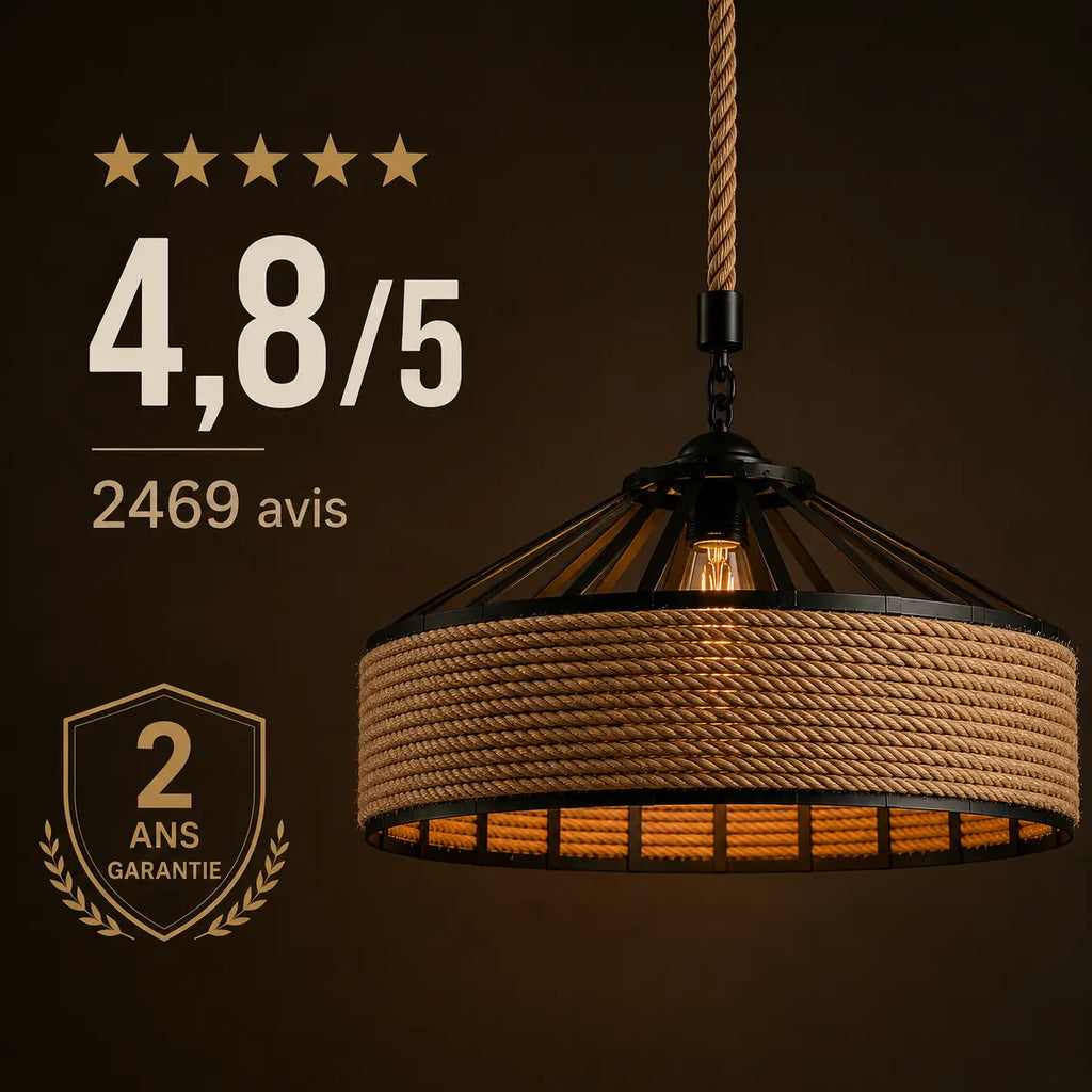 Plafonnier Rotin Style Industriel