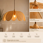 Suspension Rotin Naturel Pétales LED