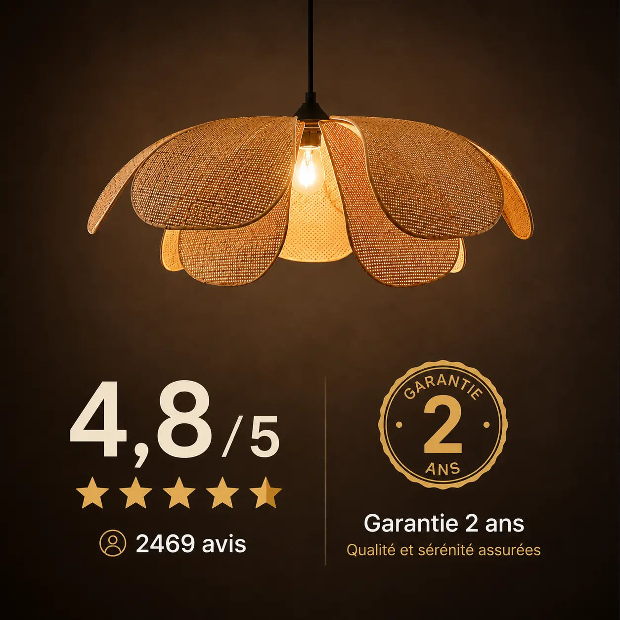 Suspension Rotin Tissé En Pétale