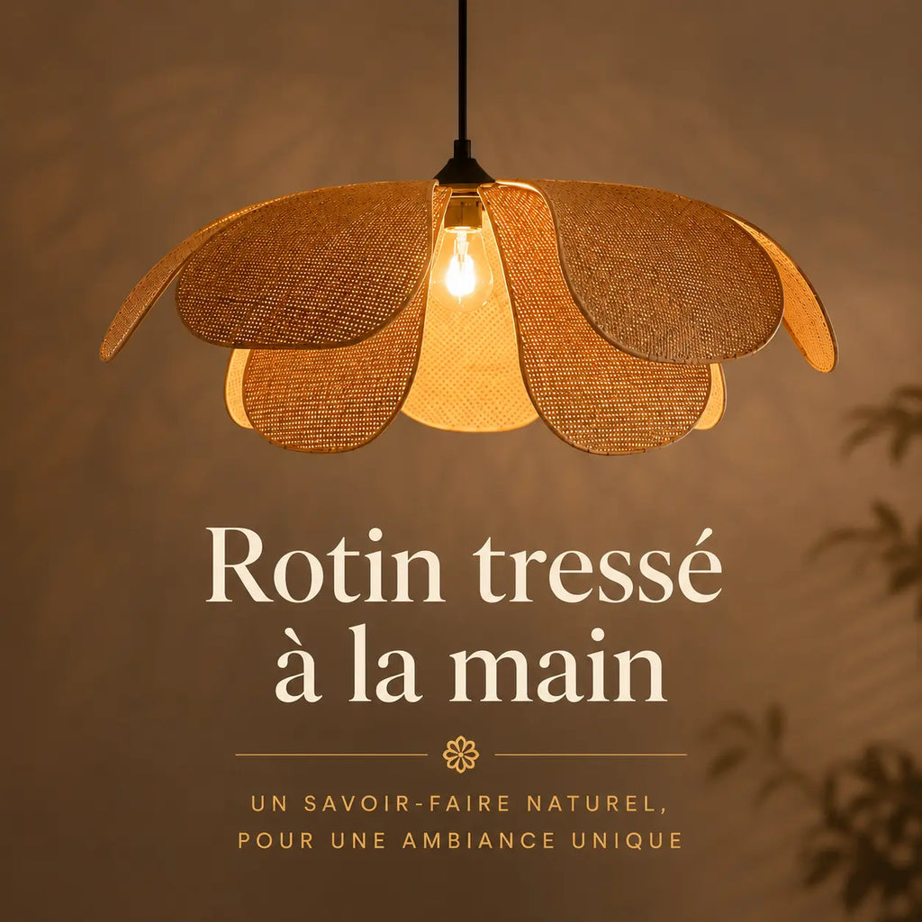Suspension Rotin Tissé En Pétale