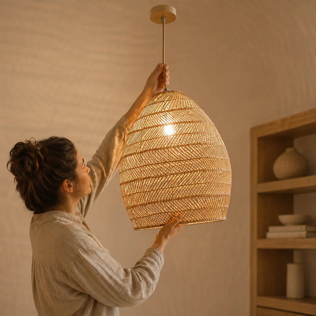 Suspension Rotin Lustre Luminaire