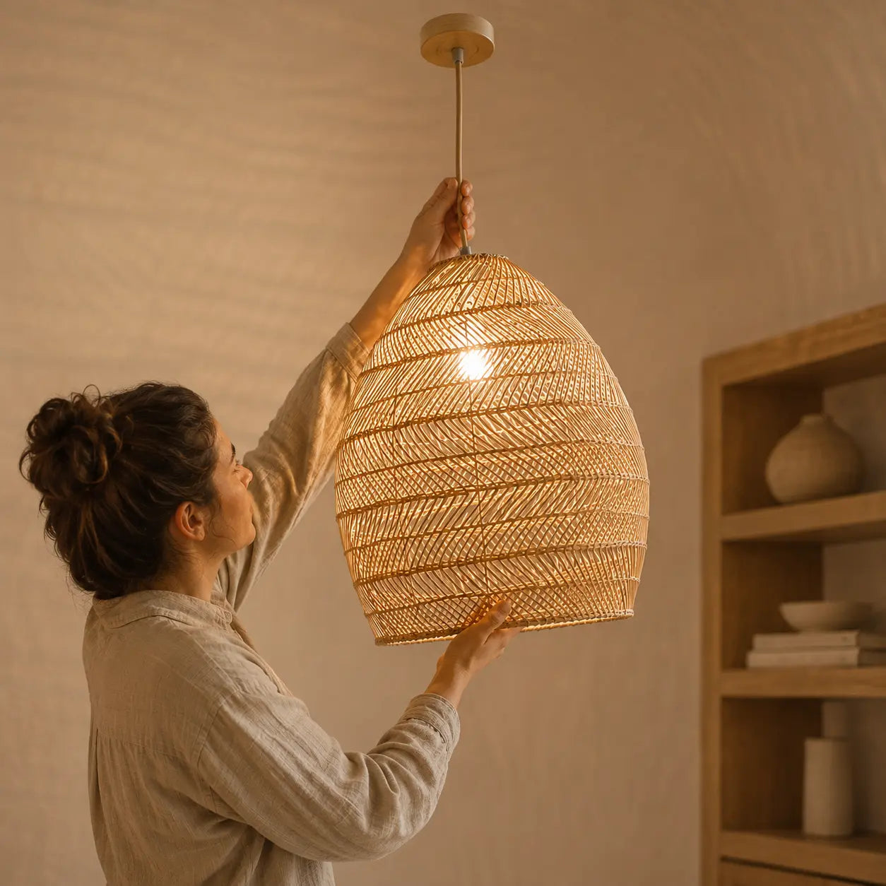 Suspension Rotin Lustre Luminaire