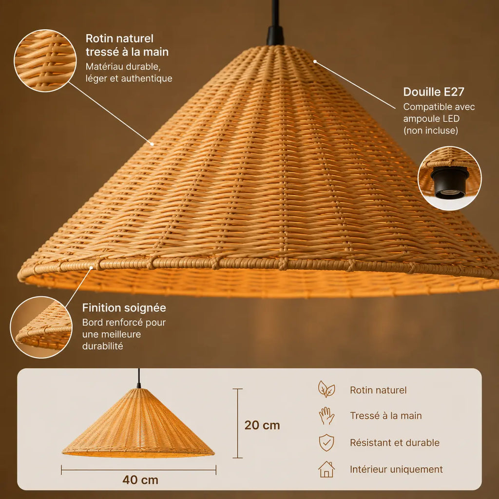 Suspension Rotin Design Vintage