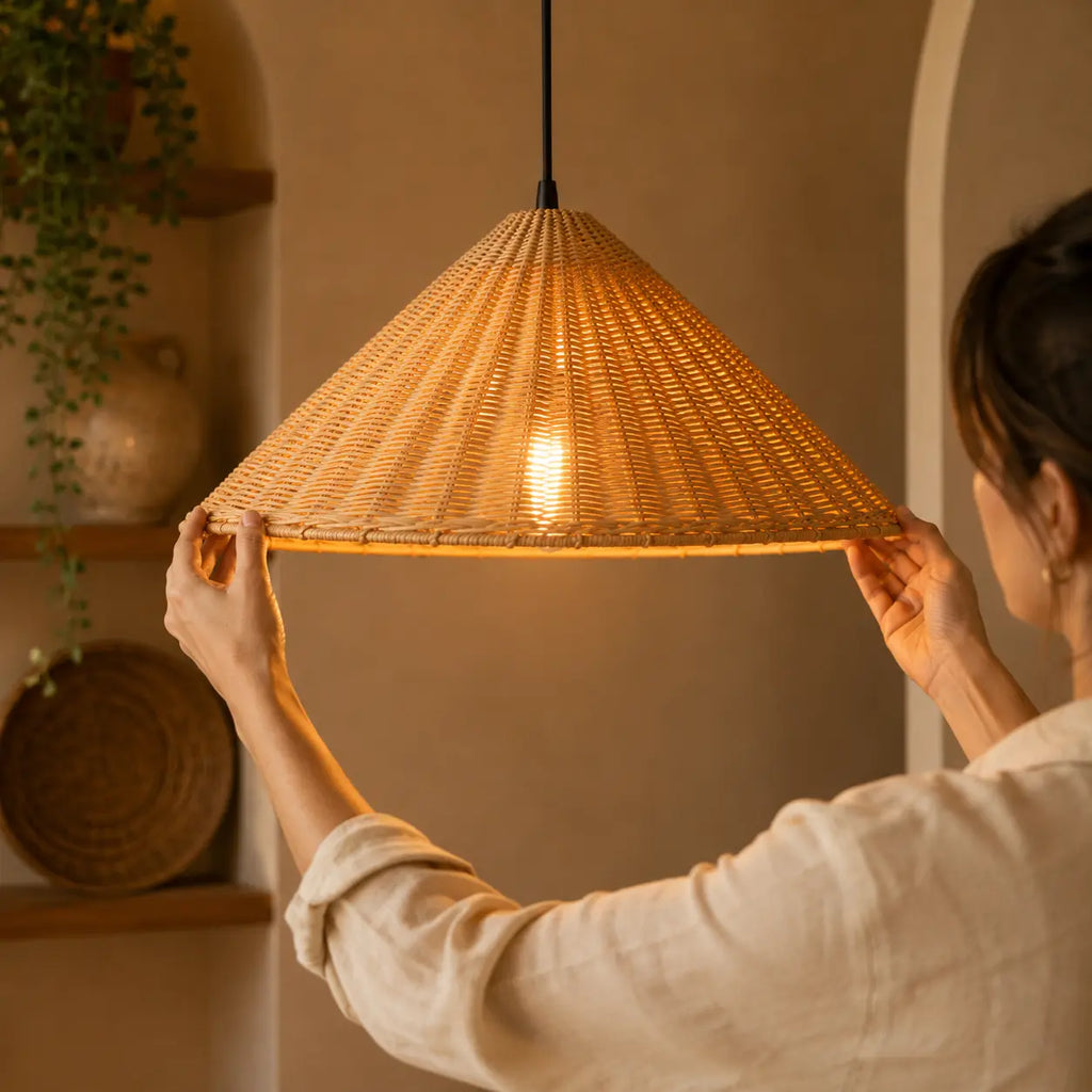 Suspension Rotin Design Vintage