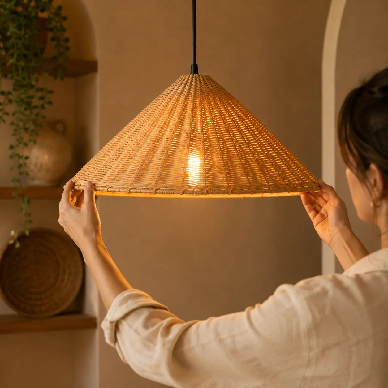 Suspension Rotin Design Vintage