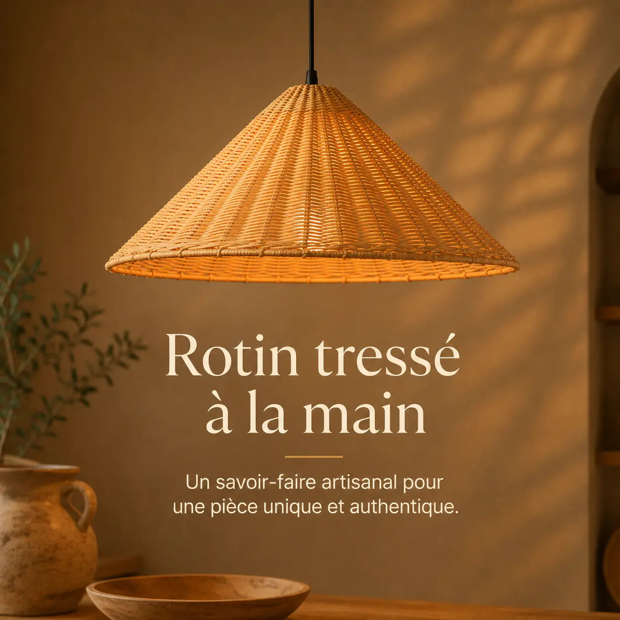 Suspension Rotin Design Vintage