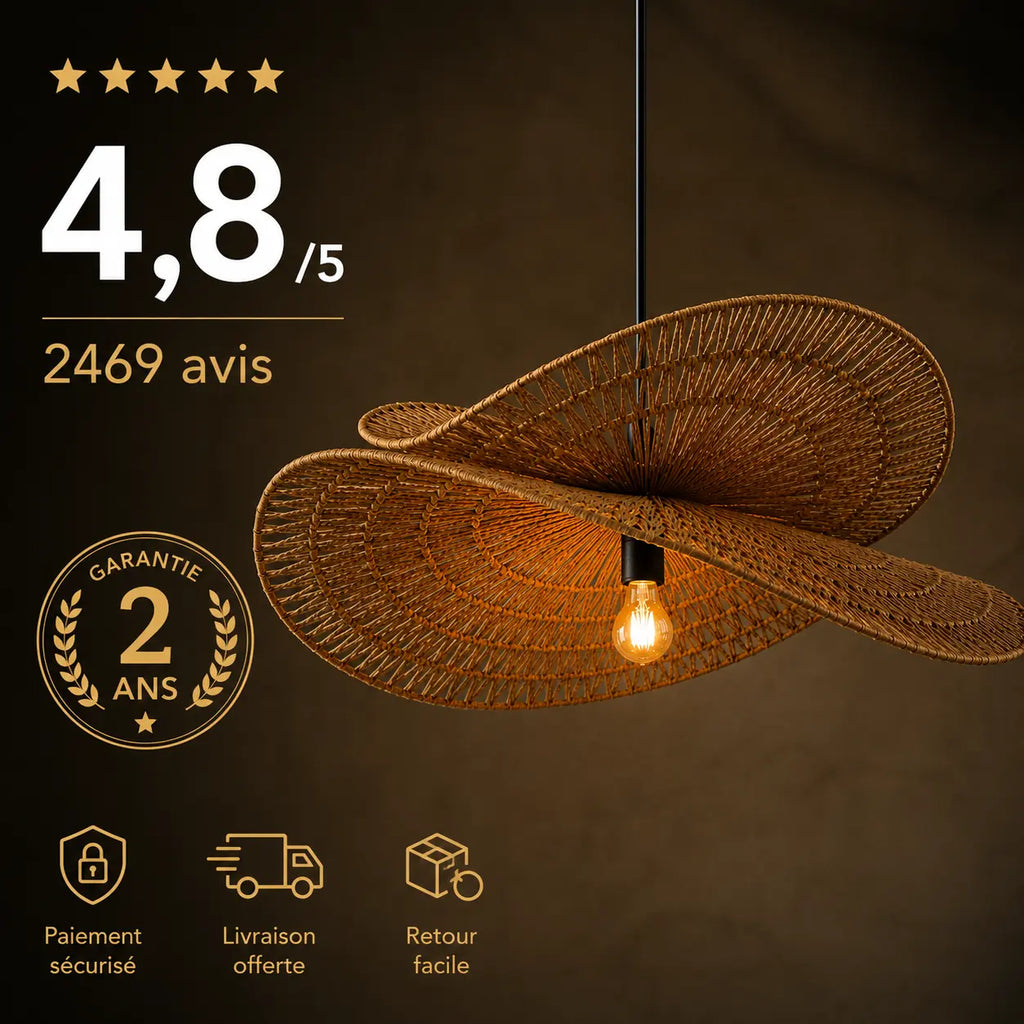 Suspension Rotin Tissée À La Main