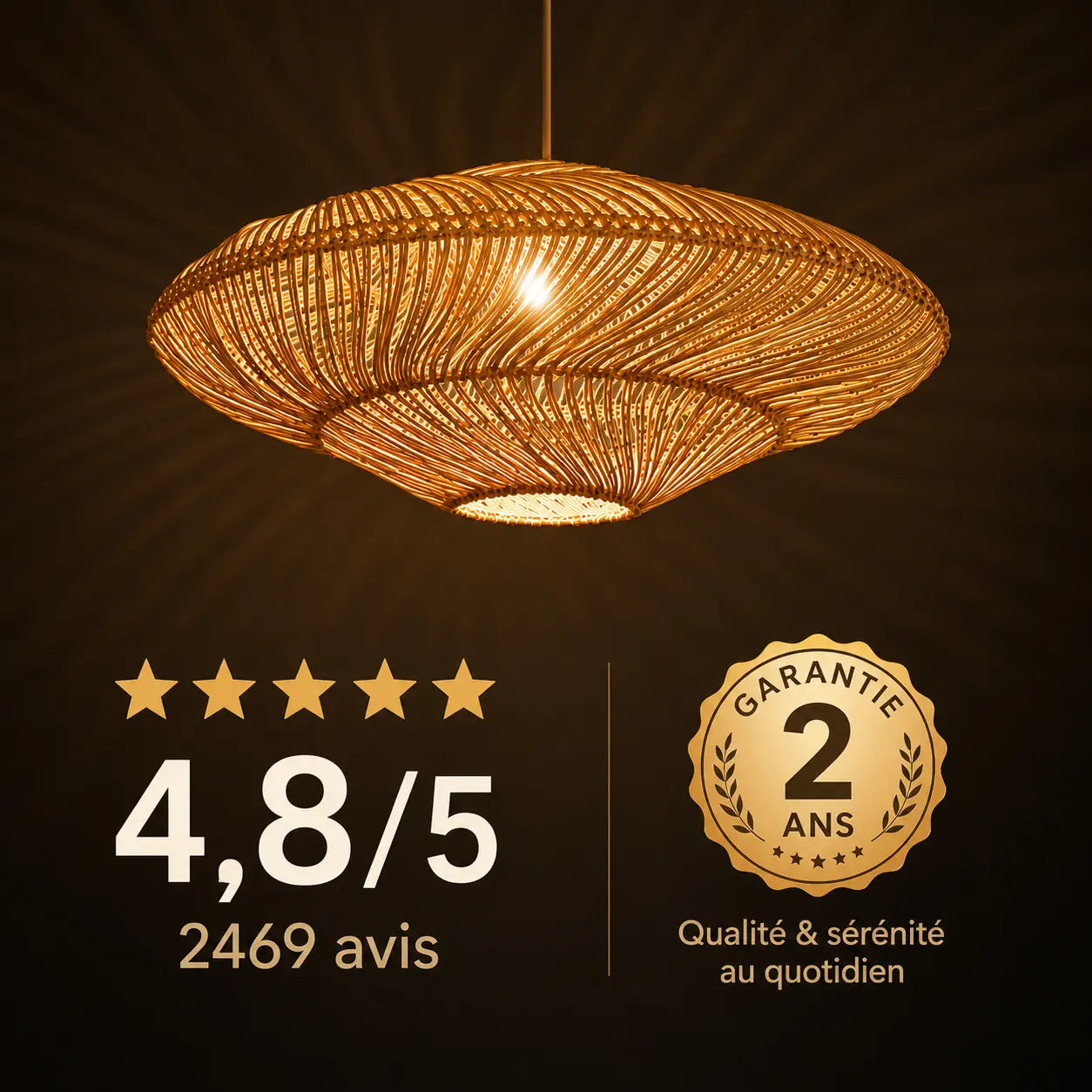 Suspension Rotin Lampe Créative