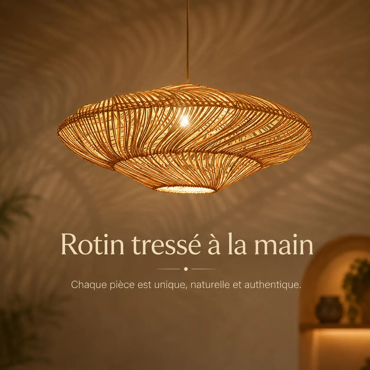 Suspension Rotin Lampe Créative