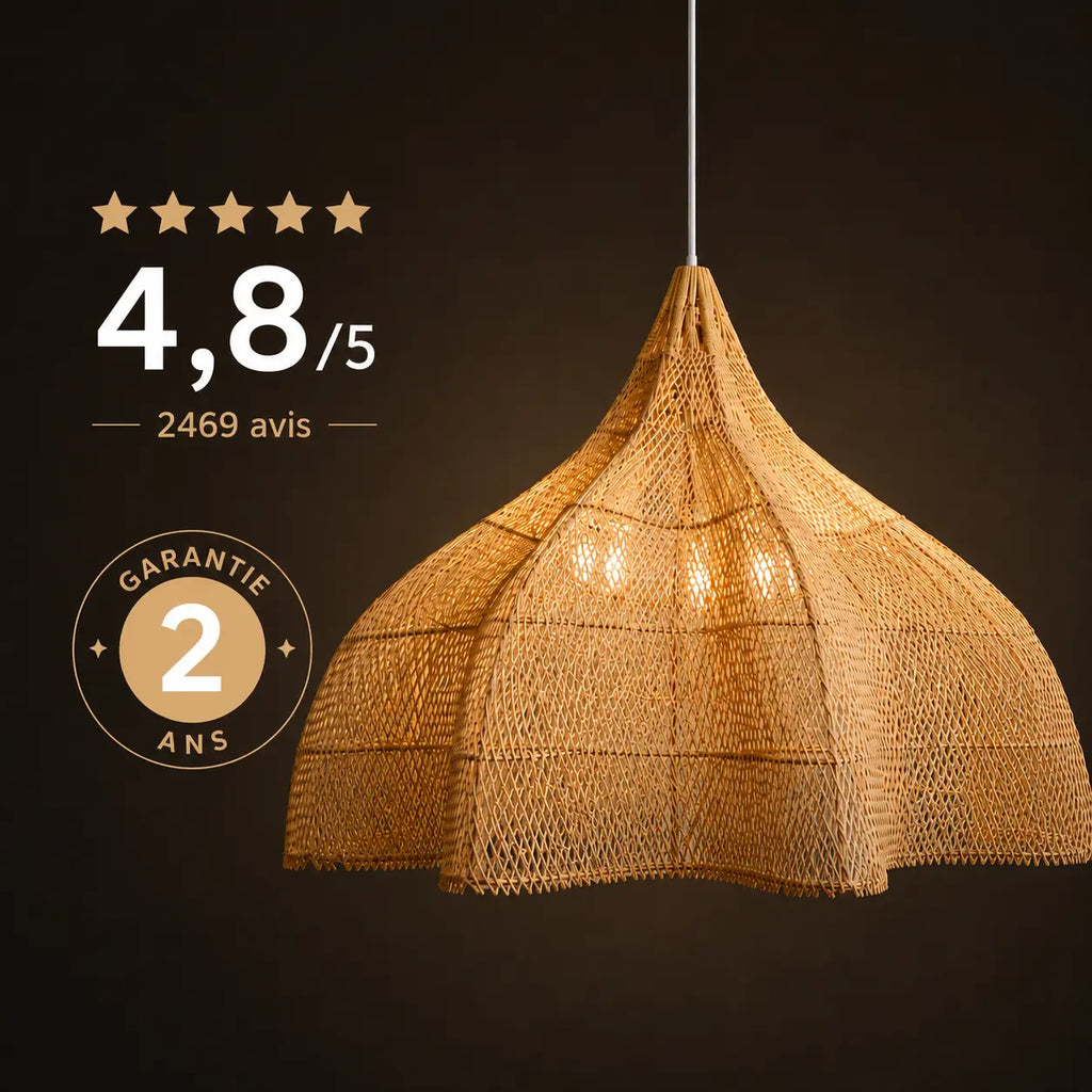 Lustre en Rotin Créatif Style Japonais